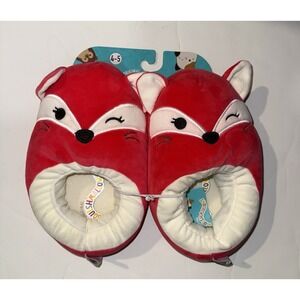 SQUISHMALLOW Kids Slippers Shoes Fifi the Fox Plush Soft Wink Red Size 4/5